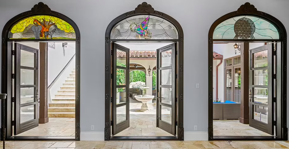 The stained glass windows