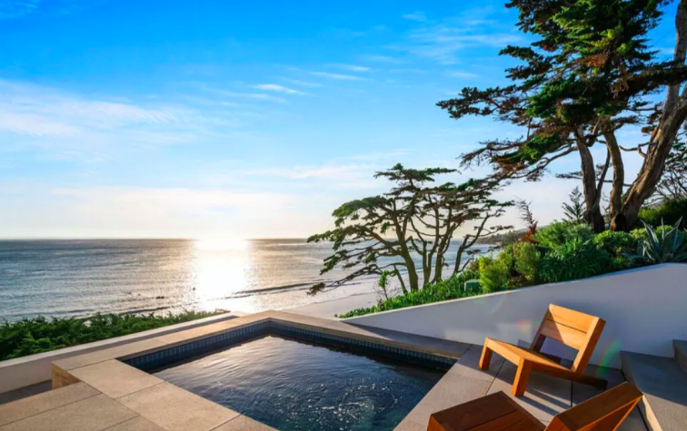 The sunset seen from the pool